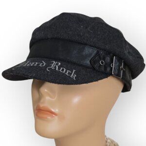 Hard Rock Cafe Authentic "All is One" Black Wool Blend Biker Cap OSFM